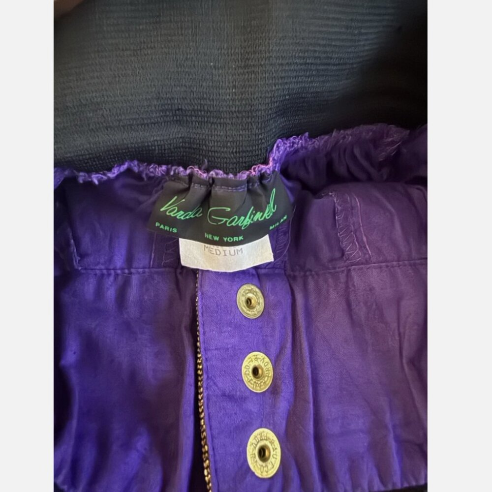 VTG Varda Garfinkel Purple Gold Funky Festival Boho Embellished Pants size M - Picture 4 of 10